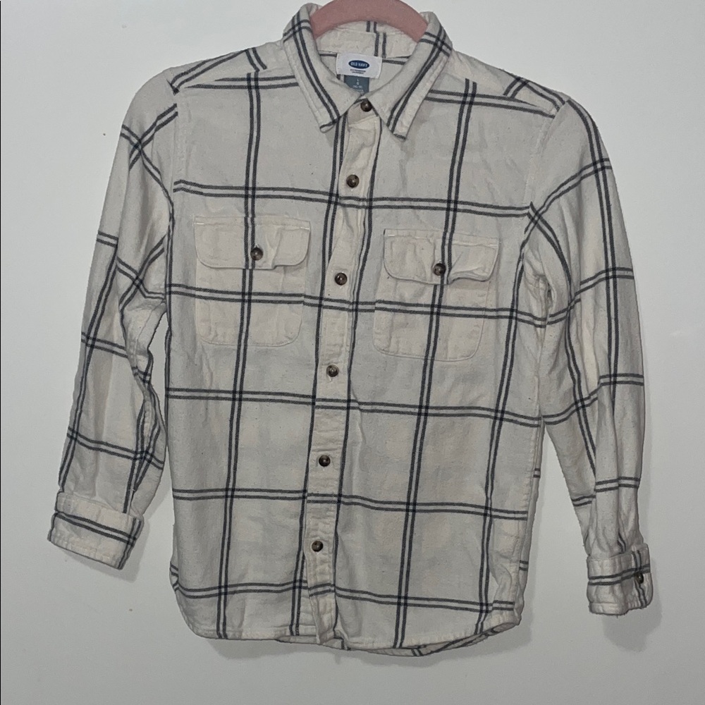 Boy’s size (7/8 ) Cream Plaid Shirt